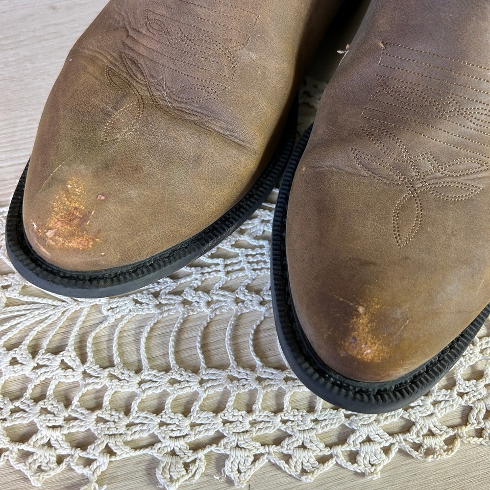 Canyon Trails Mens Cowboy Western Boots Brown Leather Round Toe 10M - Picture 3 of 7